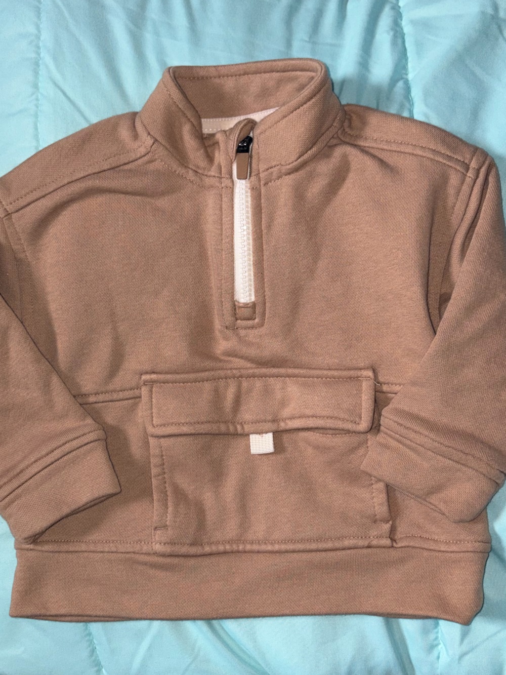 wonder nation Tan Pullover Fleece Jacket with White Trim